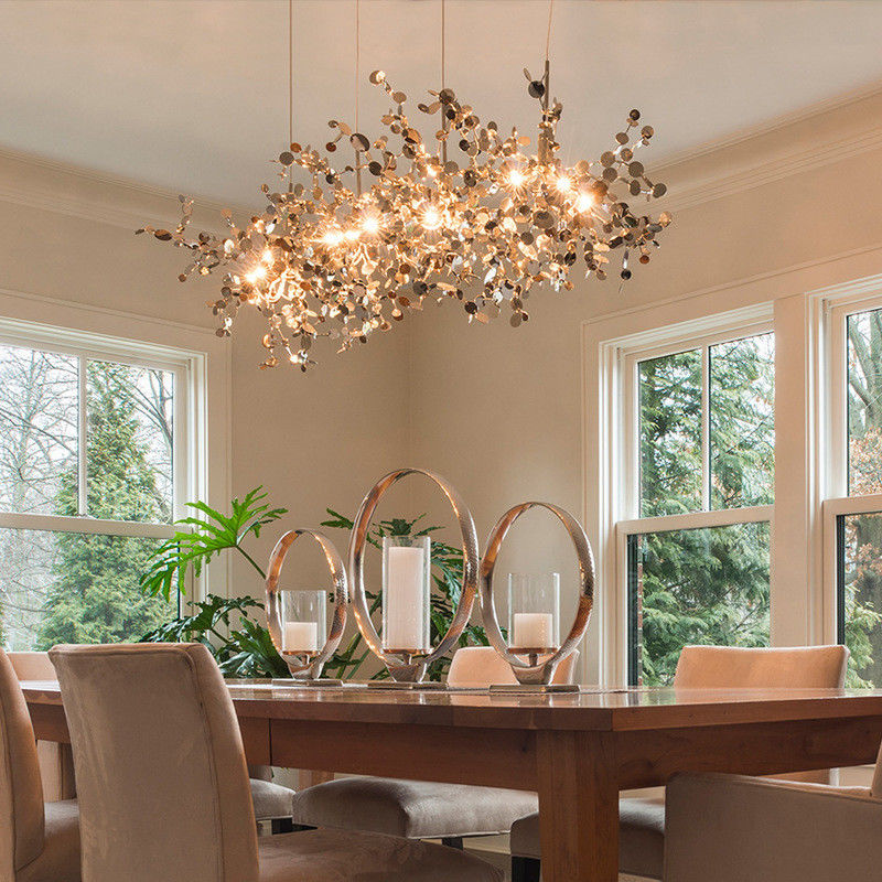 Shimmer Branching Disc Chrome Chandelier Ceiling Light Customized