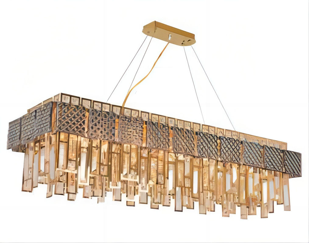 Metal Plated Gold And Crystal Smoked Glass Crystal Entryway Chandelier CE ROHS