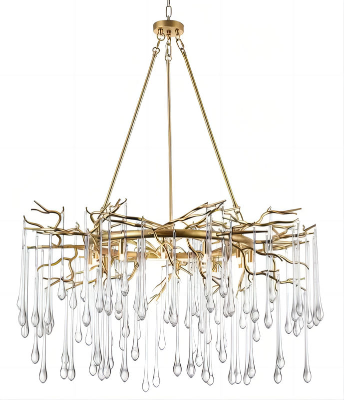 Ceiling Room Clear Glass Drop Chandelier 80 CRI Color Accuracy