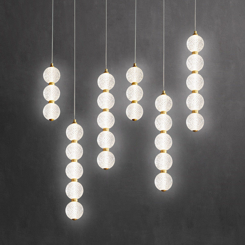 Iron Electroplated Brass And Acrylic Pendant Chandelier Lights For Bedroom Living Room
