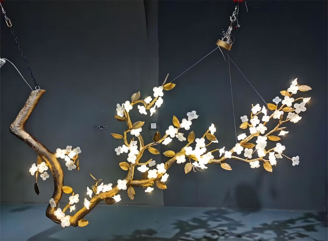 All Copper Light Luxury Flower Chandelier For Hotel Lobby Decorative