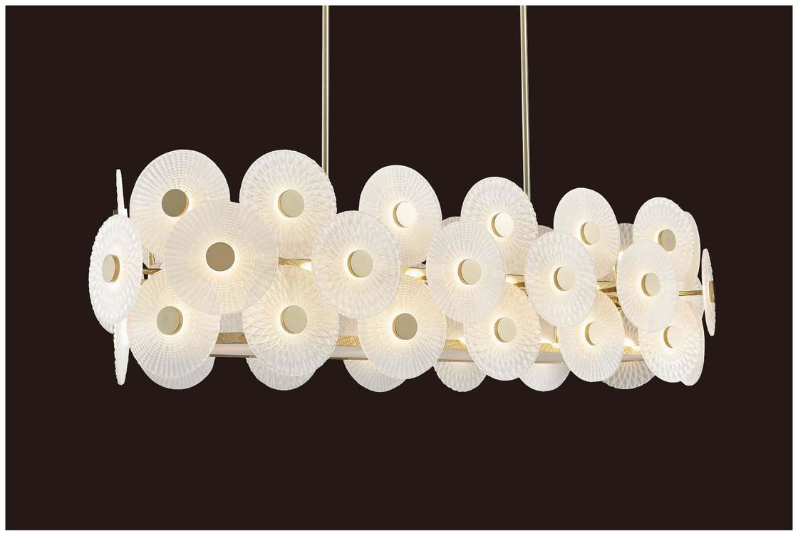 24V 3500K Champagne Gold Glass Custom Chandeliers Soft Brightness