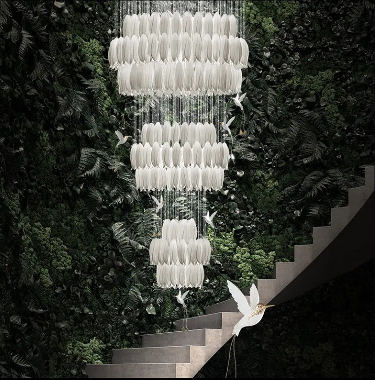 New Design High Ceiling Decor Luxury Chandeliers Modeling Villa Staircase Ceramic Flower Pendant Light