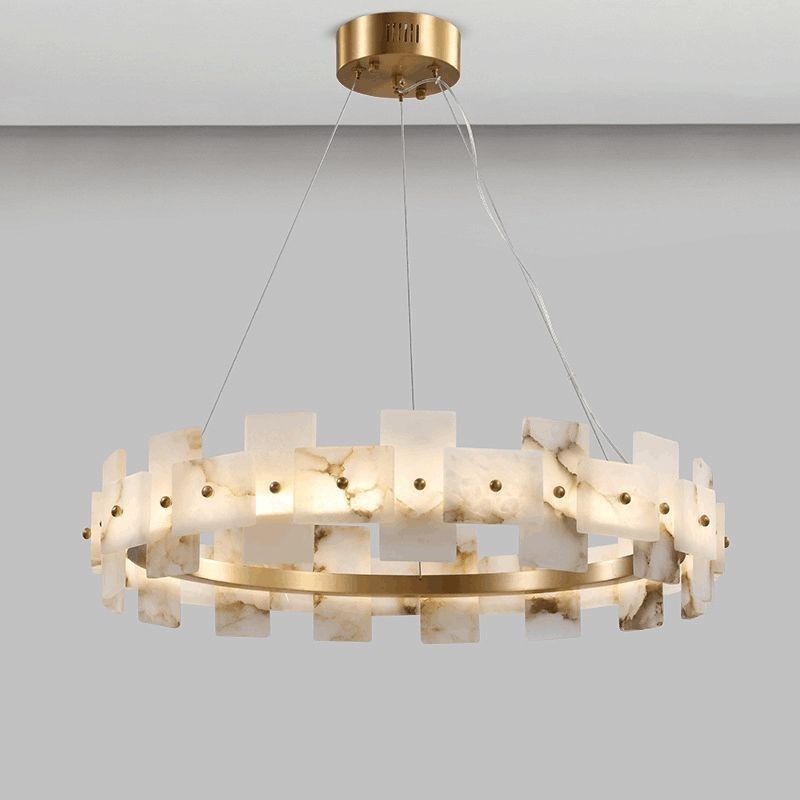 Home Decor Circle LED Luxury Modern Pendant Light Chandelier Alabaster Lighting Products