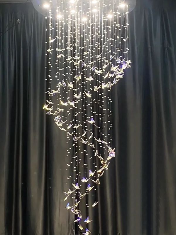 Luxury Artistic Butterfly Glass Ceiling Light Chandeliers For Hotel Villa Restaurant Wedding Decor