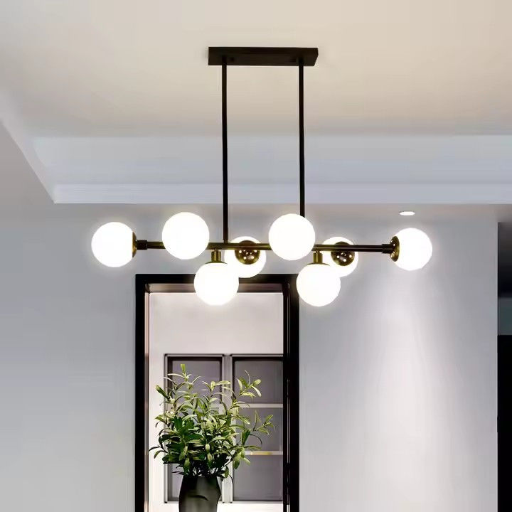 Nordic Creative Simple Guest Restaurant Dining Hall Bar Lamp Magic Beans Large White Glass Ball Pendant Lamp