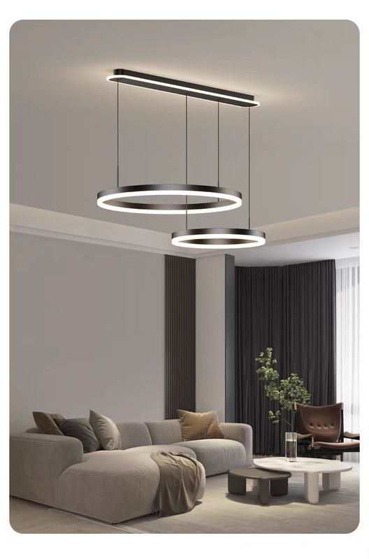 Modern Simple Dining Room Lights Three Circles Embedded Bedroom Lights Bottom Luminous Lamps And Lanterns Long Pendant Light