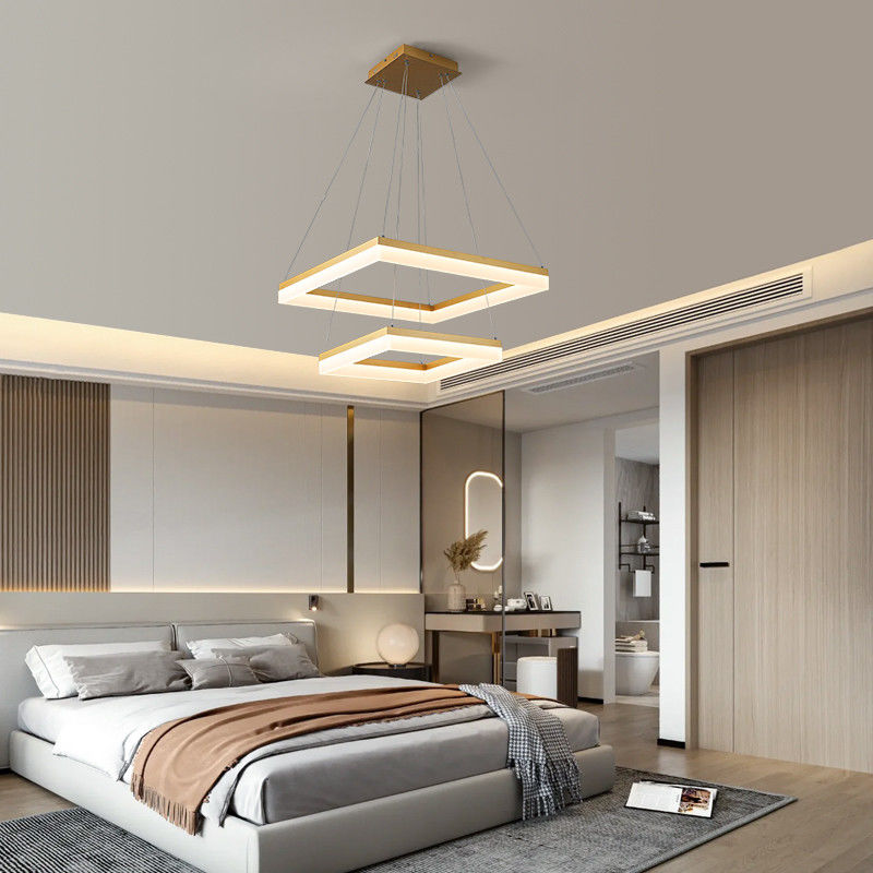 Double Square Modern Contracted Style Dining Room Chandel Personality Creative Square Family Atmosphere Living Room Lighting Adjusted Master Bedroom Study Lighting
