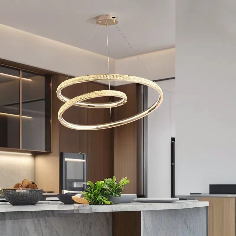 Modern Simple Italian Light Luxury Living Room Dining Room Bedroom Chandelier Ring High Level Minimalist