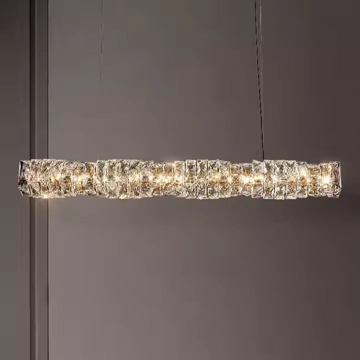 Modern Linear Crystal Chandelier Bar Rectangular Chandelier Customization Dining Pendant Lights