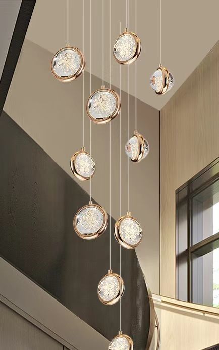 Contemporary Round Crystal Ball Chandelier For Villa Mall Hotel Loft Kitchen Living Room