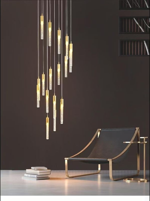 LED Patch Bulb Modern Long Crystal Rod Pendant Lamp For Luxurious Design In Living Room Dining Room Or Staircase