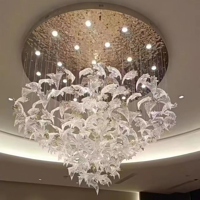 Hotel Lobby Cockscomb Shaped Chandelier Hall Front Desk Shopping Mall Beauty Salon Jewelry Store Glass Art Deco Chandelier