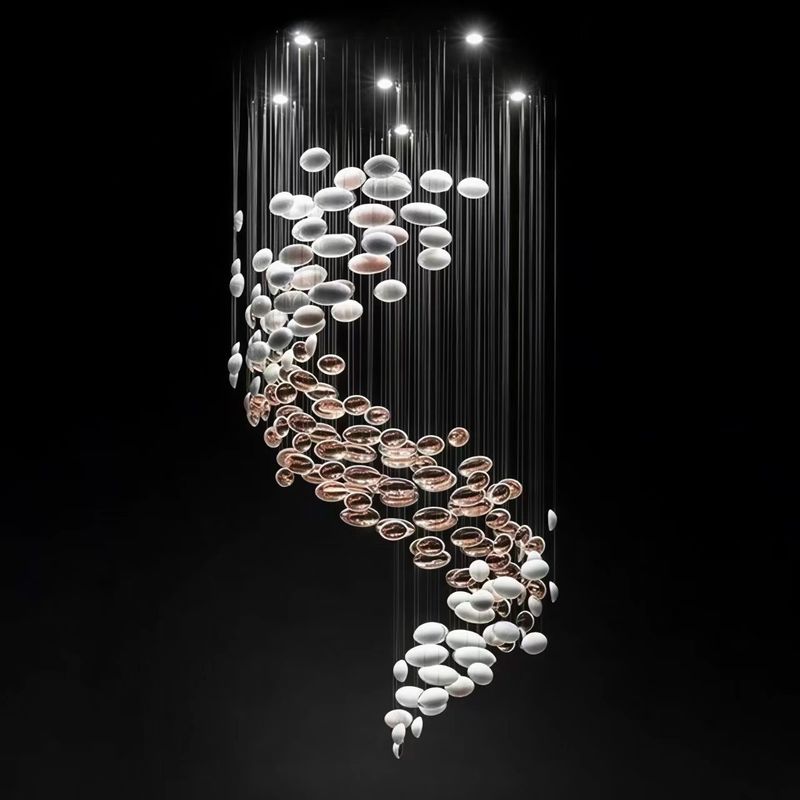 Customized Hotel Lobby Oegg-shaped Art Pendant Lamp Sales Department Sand Table Duplex Building Model Room Club Non-standard Lamps