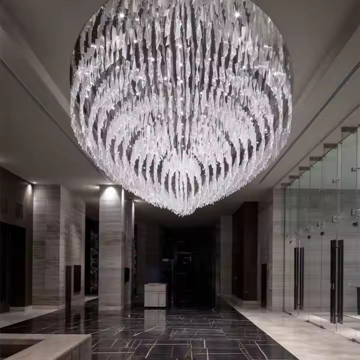 Custom Modern Leaf Glass Pendant Lights Villa Hotel Lobby Project Texture Twisted Clear Art Glass Chandeliers