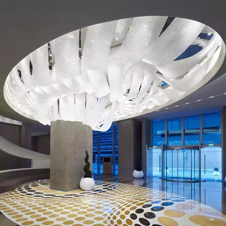 Project Installation Lighting Solutions 5000K Color Temperature Art Streamer Chandelier For Hotel Lobby Banquet Hall