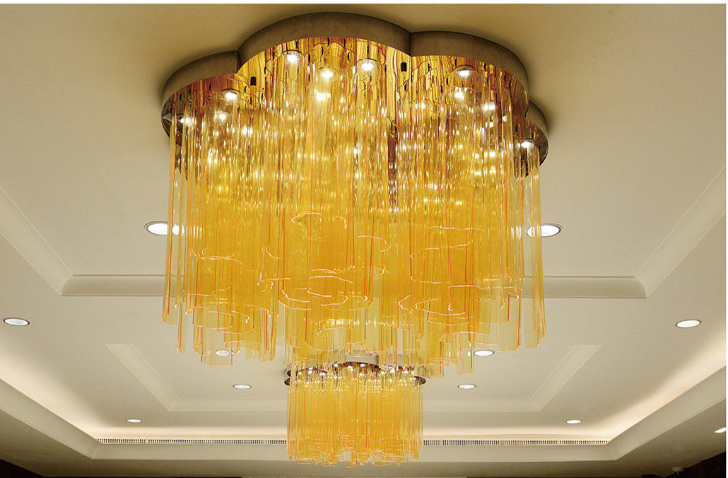 Color Wedding Crystal Lamps Non-Standard Engineering Lamps Customized Six Petals Flower Shaped Large Hotel Dining Room Ceiling Light