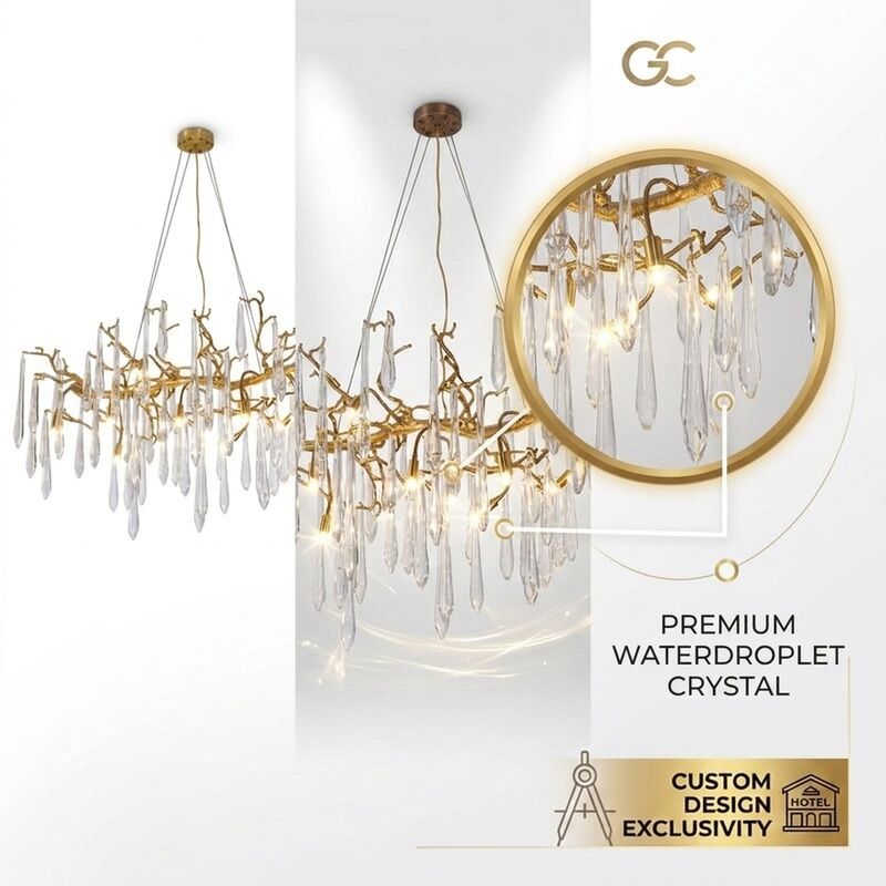 Custom Crystal Ring Chandelier Circular Ceiling Pendant Light For Luxury Villa Living Room Hotel Lobby