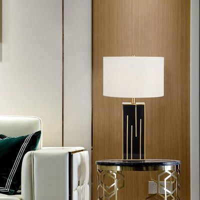 Stoff Lampenschirm Haushalts moderner Tischlampe Schwarzes Gold E26 E27 Rostfest