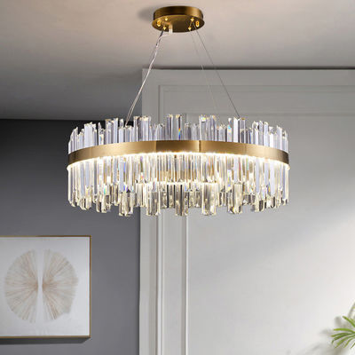 Dreifarbige runde Form-Leuchter-Crystal Ceiling Light Fixture With-Metalldecken-Platte