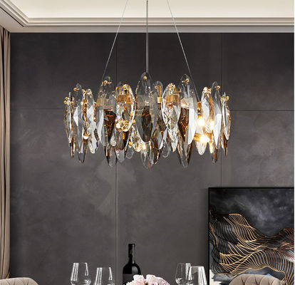 80cm Adjustbale Draht-Eisen-Crystal Chandelier Smoked Crystal Ceilings-Licht ISO9001 240V