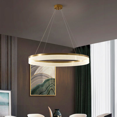 Dreifarbiges modernes hängendes Licht Ring Chandelier Dimmable Double Rings mit Acryllampenschirm