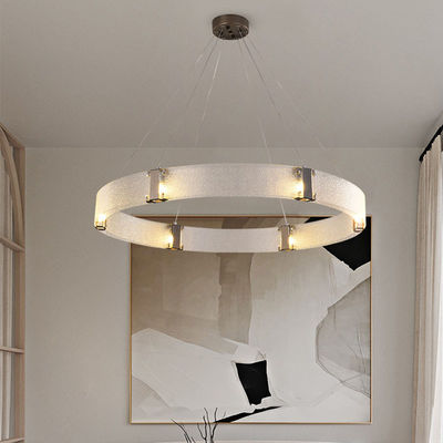 Wasser-Muster-Glas-Lampenschirm moderner Ring Chandelier G9 bürstete Goldschwarzes
