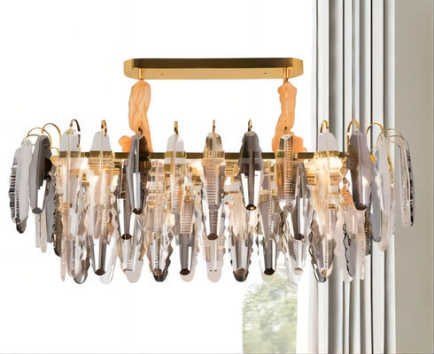 Kundengebundener Crystal Smoke Grey Pendant Light nicht rostend für älteren Verein