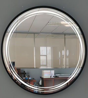 Badezimmerspiegel mit Aluminiumrahmen, 60 cm Durchmesser, klarer Reflexionseffekt