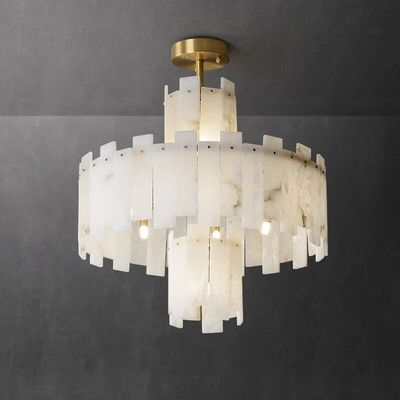 Eisen Scagliola High-End Anhänger Lichter mit Marmor Lampenschirm