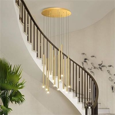 Handelsmoderne LED-Langhängende Kronleuchter Gold oder Schwarz