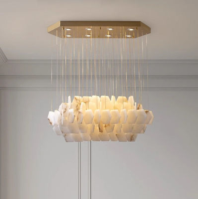 minimalistische rechteckige Alabaster-Kronleuchter Wohnkultur Beleuchtung Hotel Restaurant modernes Design Marmor-Hängeleuchten