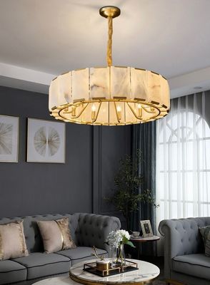 Moderne Luxus-Kronleuchter Zuhause Wohnzimmer Schlafzimmer Naturmarmor Schwarzgold Doppelfarben Kupferrahmen Alabaster Anhänger