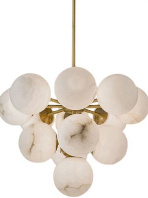 Luxus-Hausdekoration Alabasterkugel Moderne nordische Kupfer-Kronleuchter Anhänger Lichter für Wohnzimmer Restaurant