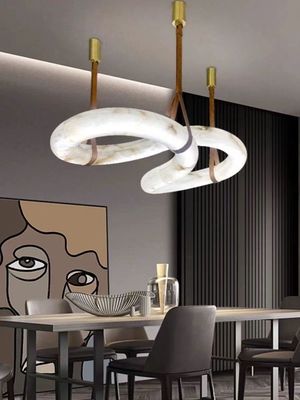 Moderne Figur Acht Form Design Wohnzimmer Küche Insel Spanisch Natur Alabaster Kronleuchter Anhänger Lichter