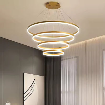 Moderne LED-Hängeleuchte Esszimmer Rundes Hängeleuchte 4 Ringe Einstellbare Anodisierende Kronleuchter Hängeleuchte