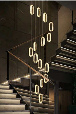 3200-6500K Dreifarbiger LED-Licht Kronleuchter Modernes Licht Luxus Acryl-Oval Anhänger für Zuhause und Restaurant