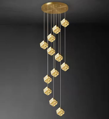 Luxus-Hotel Lobby Dekorationsbeleuchtung Hängende Anhänger Lichter Linear Große Lange Hohe Decke Treppe Led Kristall Kronleuchter