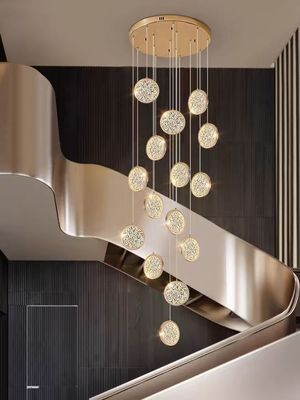 Luxus-Hotel Lobby Dekorativ Gold Große Größe kundenspezifische moderne Led-Decken-Kronleuchter