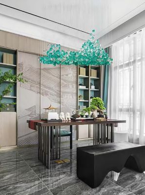 Custom Modern Hotel Lobby Villa Grüner Stein Kunst Kronleuchter LED Luxusbeleuchtung