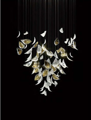 Customized Hotel Lobby Kristall-Kronleuchter Modern Luxus Dekorativ Großer Glasblatt Led Hanglicht