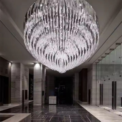 Custom Modern Leaf Glass Anhänger Lichter Villa Hotel Lobby Projekt Textur Verdrehte klare Kunst Glas Kronleuchter