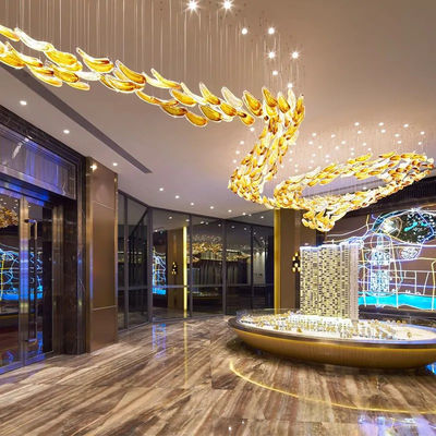 Nicht-Standard-Projekt Hotel Lobby Club Goldglas Hängende Dekoration Hotel Bankettsaal Dekorationslampen