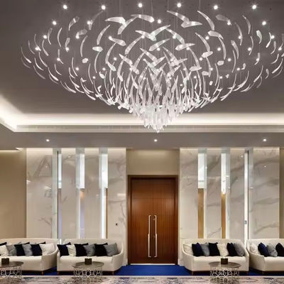 Nordic Style Custom Hotel Lobby Villa Bankettsaal LED Kristall Kronleuchter Anhänger Licht Edelstahl Glas Luxus Für Zimmer