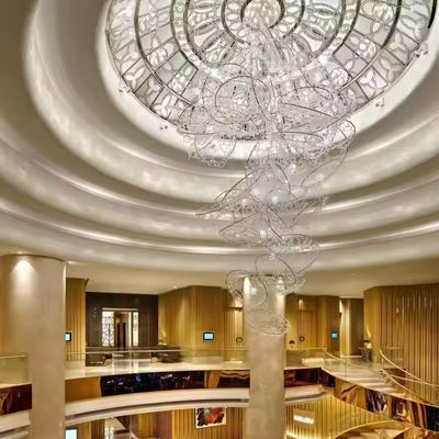 Crystal Non Standard Engineering Custom Hotel Hall Kronleuchter Bankettsaal Kristallkugelnetz Metalltechniklampe