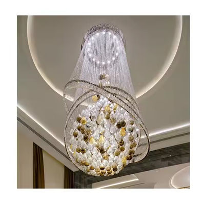 Individuell angefertigte Luxus-Groß-Hochdecken-Multi-Farb-Hängeglas-Kristallglas-Kronleuchter für Hotels-Villen
