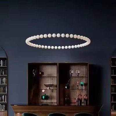 Moderne goldene Kronleuchter Wohnkultur Schlafzimmer Wohnzimmer LED Ring Glas Perlen Hängeleuchte