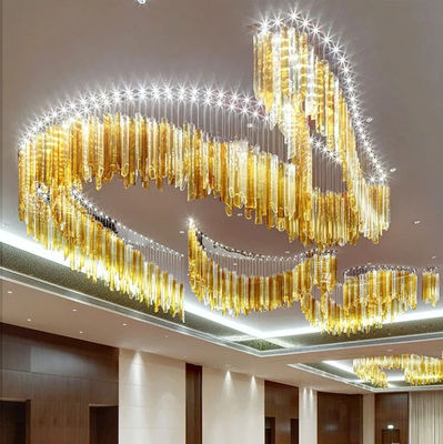 Schaltersteuerung Moderne Edelstahl LED-Kronleuchter für Innenarchitektur Warme weiße Decke Hängende professionelle LED-Glas