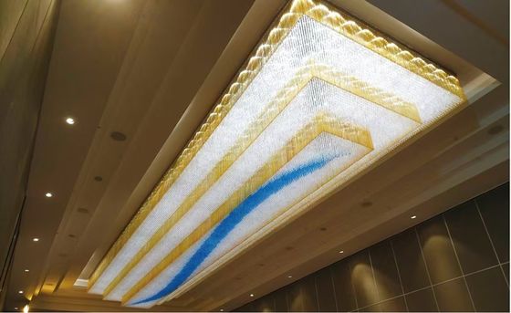 Großformatige Rechteck Custom Moderne LED Glanz K9 Engineering Eingangshalle Hotel Kristall-Kronleuchter