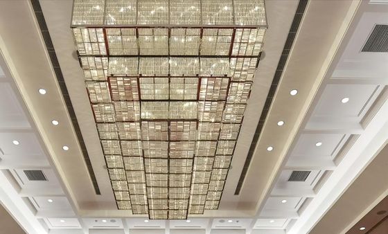 Moderne große Flush Mount Rechteck K9 Kristall Kronleuchter Lobby Anhänger Licht Bankettsaal Kronleuchter